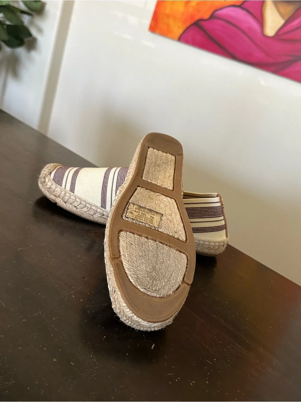 Tory Burch Cream and Brown Striped Espadrilles